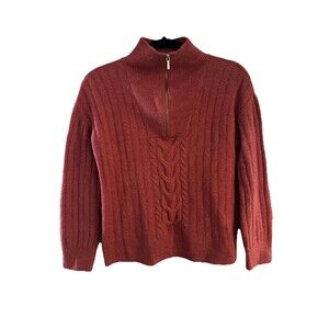 St. Johns Bay Orange Cable Knit Half-Zip Long Sleeve Sweater Woman’s M
